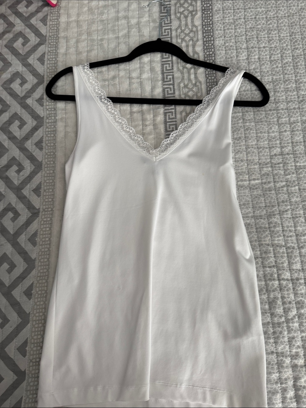 Banana Republic White Lace-Trim V-Neck Slip